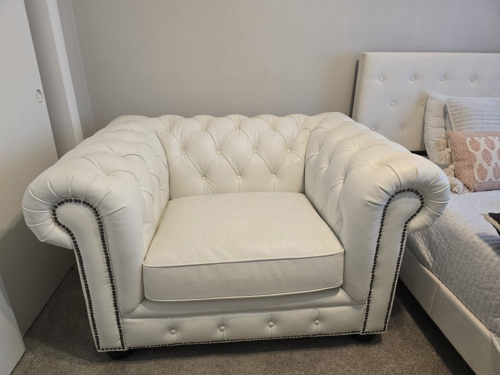 Leather Armchair Ottoman