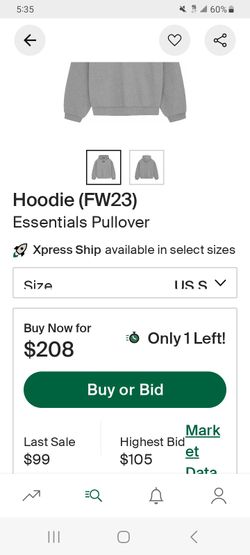 Essentials Fear Of God Authentic Dark Oat Size Men's Small