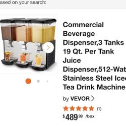 Commercial Beverage Dispenser,3 Tanks 19 Qt. Per Tank Juice Dispenser, Iced Tea Drink Machine