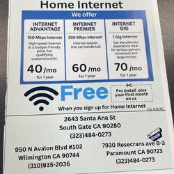Free internet for 1st month & phone line free 1 year