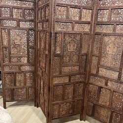 Hand Carved Solid Wood Folding Room Dividers