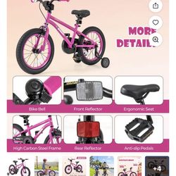 Costway 16-Inch Kid’s Bike for 4-7 Years Old with Adjustable Saddle & Anti-slip Handlebar Pink