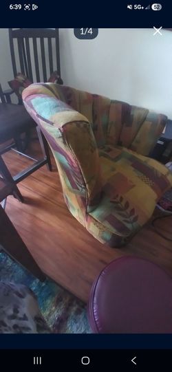 Upholstered Accent Chair with Floral Pattern