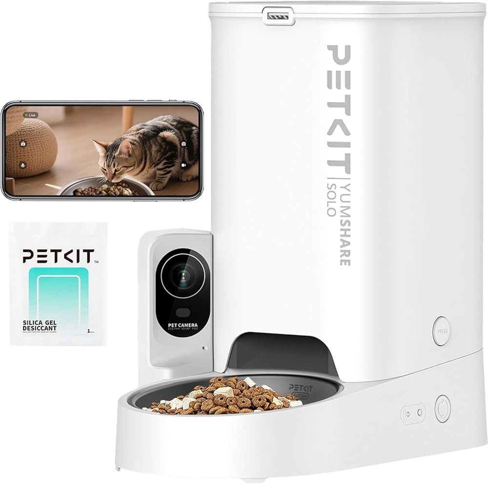 Automatic Cat Feeder with Camera, 1080P HD Video with Night Vision, 2.4G WiFi Pet Feeder for Cat & Small Dog, 2-Way Audio & Meal Call Pet Food Dispens