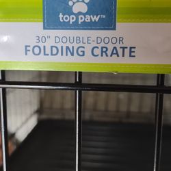 Top Paw 30-in X 19 X 20 Inch Medium Size Folding Dog Crate With Divider