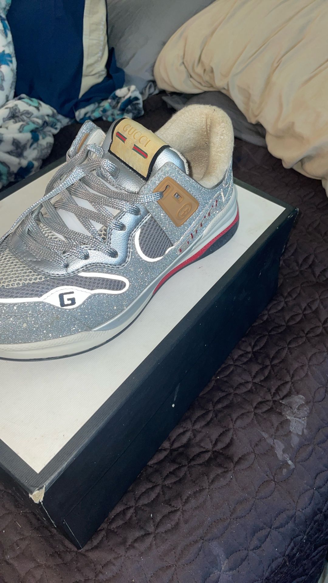 Gucci Ultrapace Glitter Leather & Mesh Sneaker