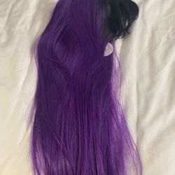 Costume New Purple Long Hair Wig Halloween 
