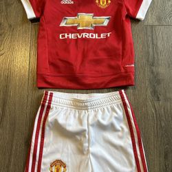 Manchester United Chevrolet Adidas Shirt and Shorts Climalite Size 9M US