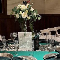 Sliver Flower Stand W/ Candlestick Holder