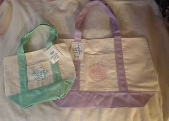 Trader Joe's Lavender Canvas Tote Bag Set