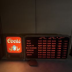🍺 Vintage Coors Lighted Beer Price Board / Bar Sign – Works Great 🍺