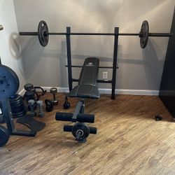 Weight Bench & Curl Bar 