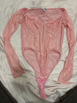 Pink lace bodysuit
