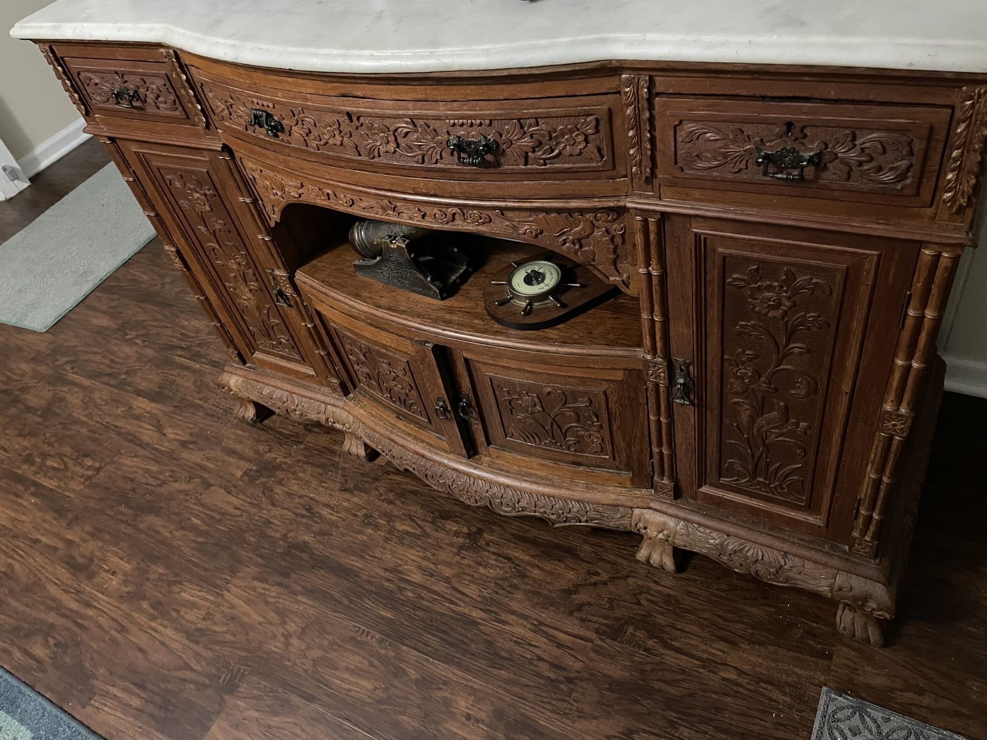 Breakfast Buffet Ornate, Antique, Excellent Conditions. Marble Top