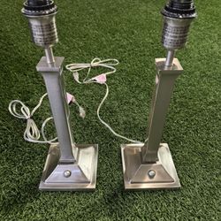2 Pottery Barn Nickel Lamp Bases