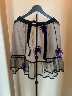 Black Mesh Mini apron with Spider Embellishments