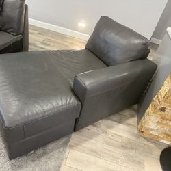 Leather chase /chair - dark gray - Greyson/purchased at Bloomingdales