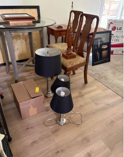 Set of 3 Black Shade Table Lamps