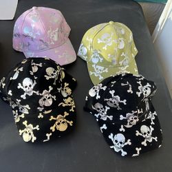 Skull Design On Hats.  4 Total.  ……NEW……