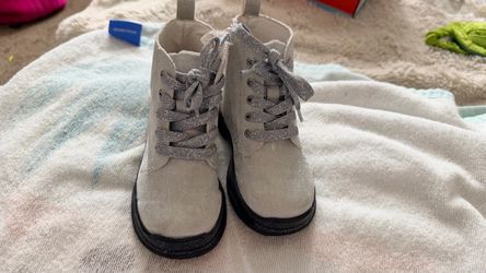 Kids Silver Glitter Lace-Up Ankle Boots