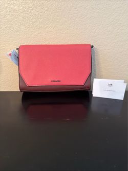 NEW Coach BurgundyPeach Pink Saffiano Leather Crossbody Bag NEW WITH TAG this is I am