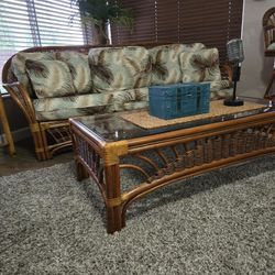 Rattan Leather Florida Room Wicker Sofa Couch Bar And Stools Many Pieces Set