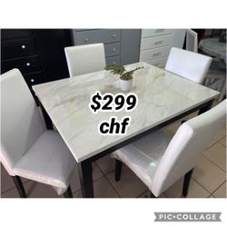 5 Piece faux marble top dining table set // Limited Time Offer 