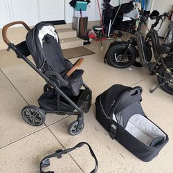 Nuna mix next stroller, carseat attachment and bassinet