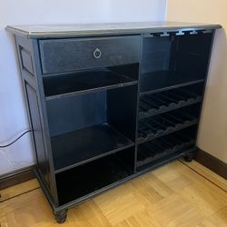 Black Shelving Unit with Wine Storage Racks