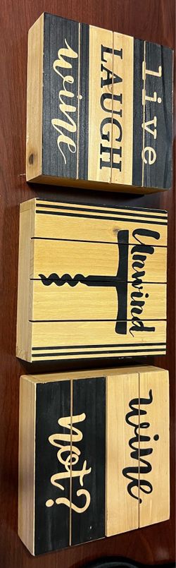 Wine Decor, Set of 3 Wood Plaques