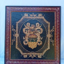 32 x 30 Vintage French Wooden Crest Royal Coat Of Arms. Wall Frame ( by Maitland
