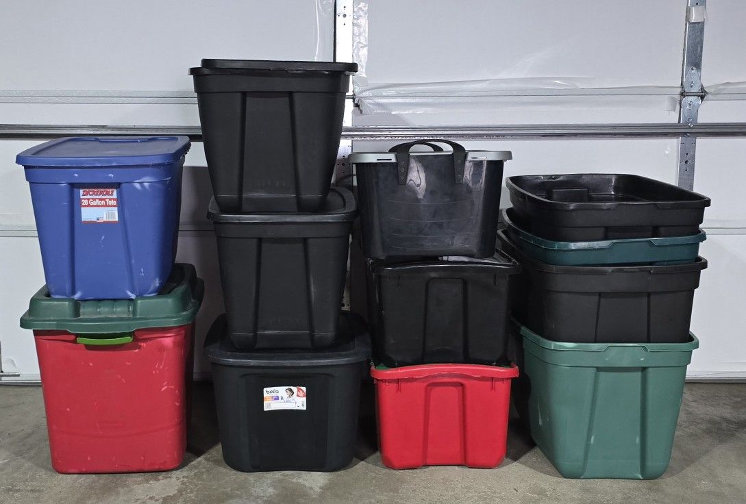 ASSORTED 20 GALLON TOTE BINS!