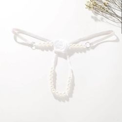 Imitation Pearl Rose Transparent Women Lace G-String Sexy Thongs Briefs Panties