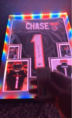 Ja’Marr Chase Hand Signed LED Framed Display Beckett BAS Bengals