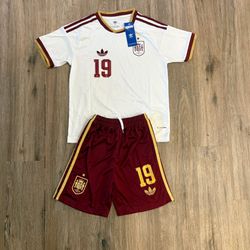 Spain kids away jersey set Yamal