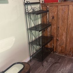 Vintage Wrought Iron Folding Baker's Rack Etagere Display Shelf Plant Stand