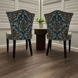 Two  Studded Dining/Accent Chairs