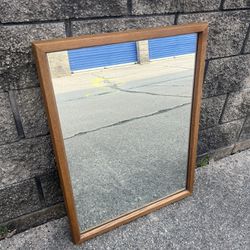solid wood mid century mirror 