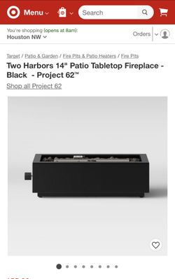 Two Harbors 14" Patio Tabletop Fireplace - Black - Project 62™ (Brand New)
