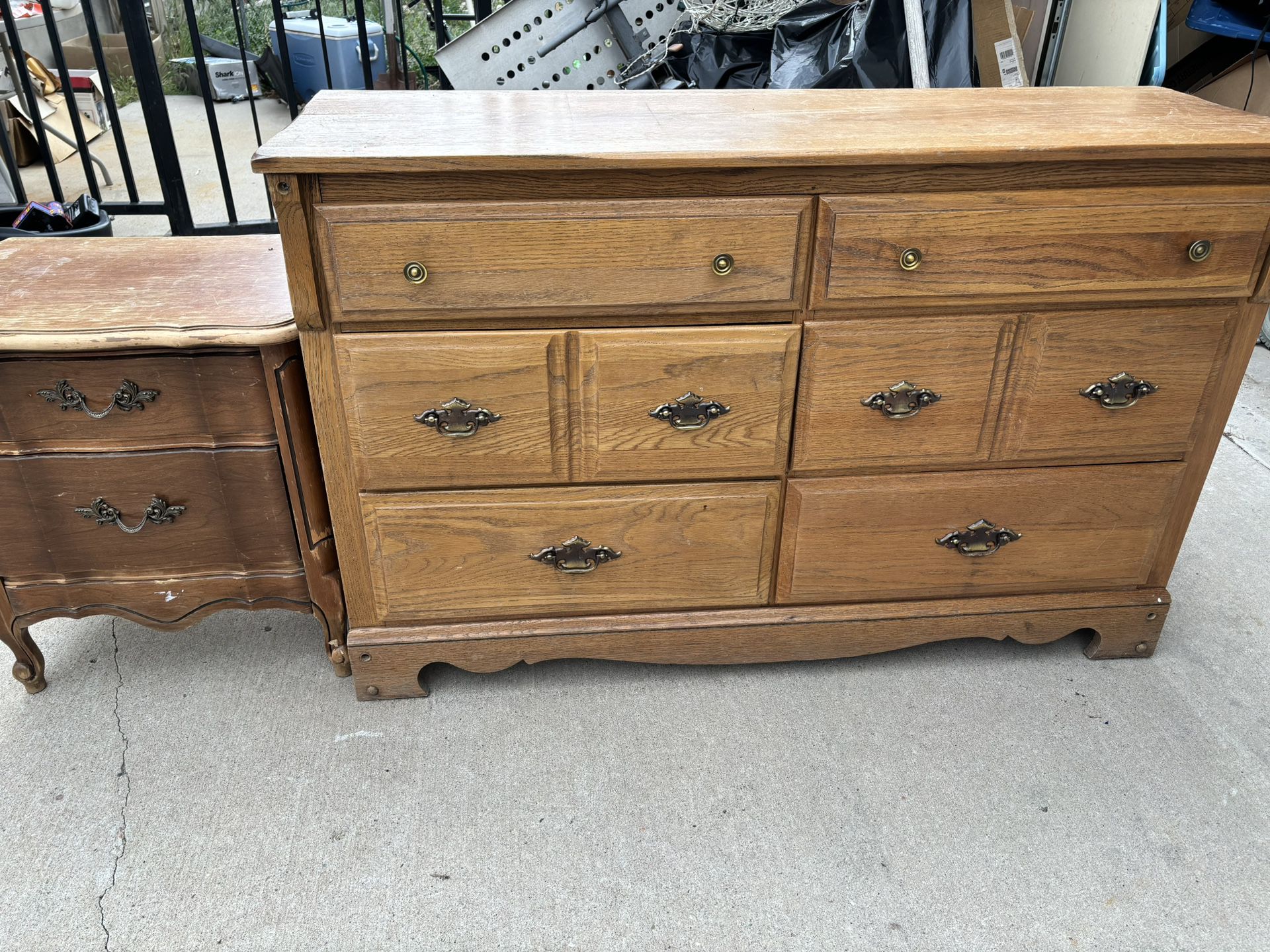 Wood Dresser and Nightstand/End Table