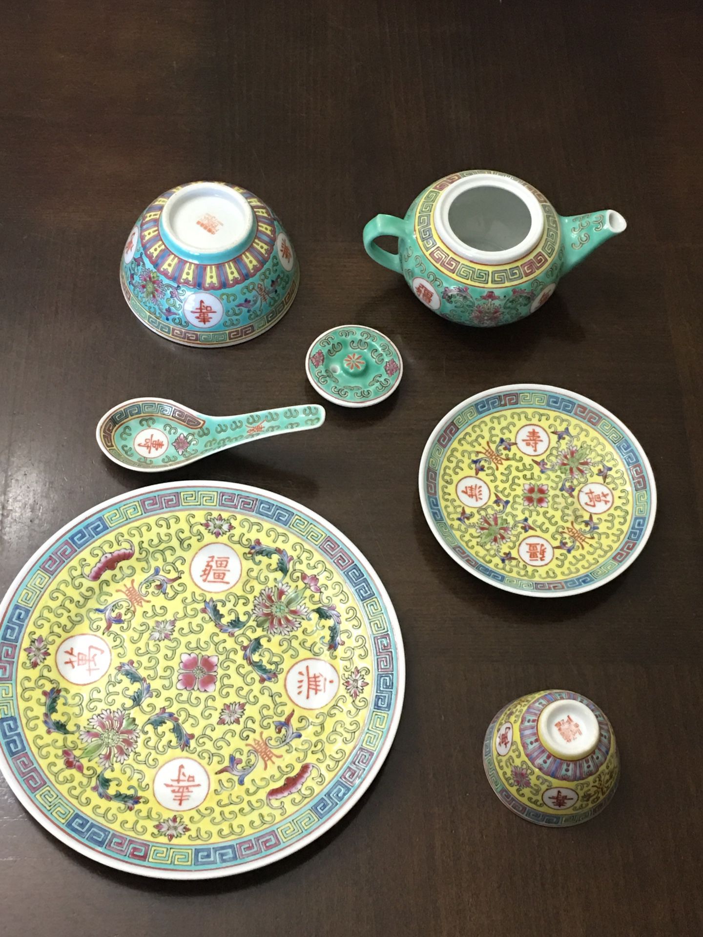 Qing Dynasty emperor royal hand painted tea set