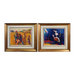 Nicola Simbari Signed Circus Serigraph Pair, Framed