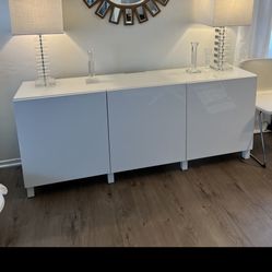 IKEA BESTA Glossy White Storage Cabinet Combination