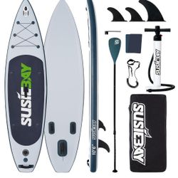 Inflatable Stand Up Paddle Boards with Premium SUP Board Accessories,Durable, Lightweight,Wide Stable Design,Non-Slip Deck，Dual Action Pump