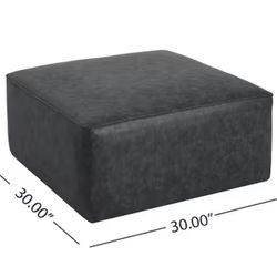 Black Faux Leather Square Accent Ottomans