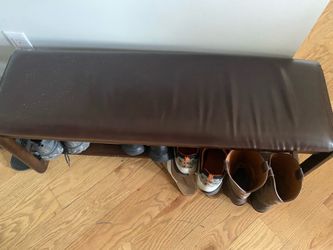Leather Bench/shoe rack
