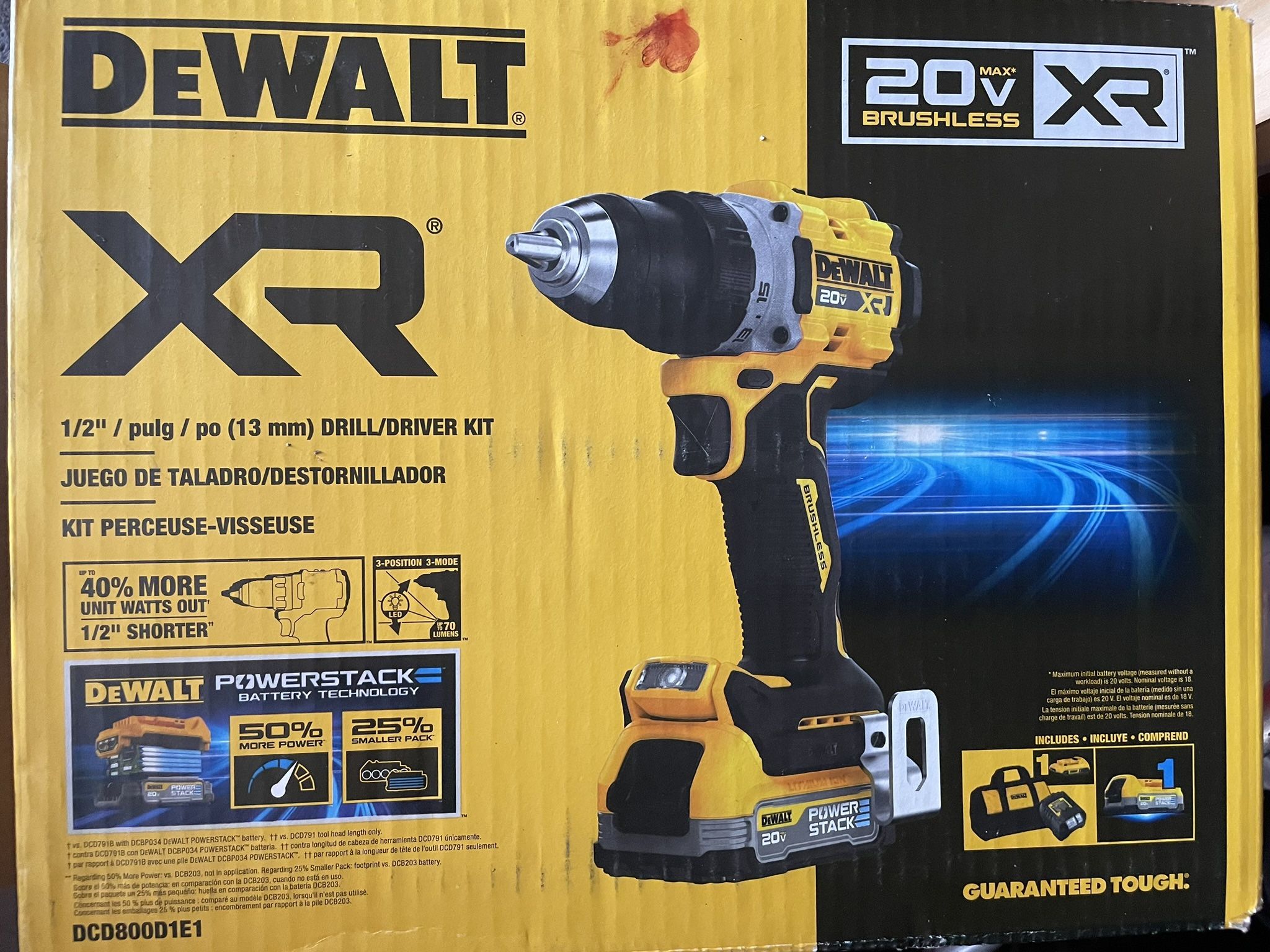 Brand New DeWalt DCD800D1E1 20V Max XR Brushless Drill โ $180 OBO