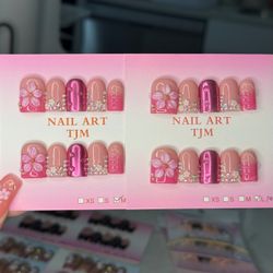 Pink press on nails