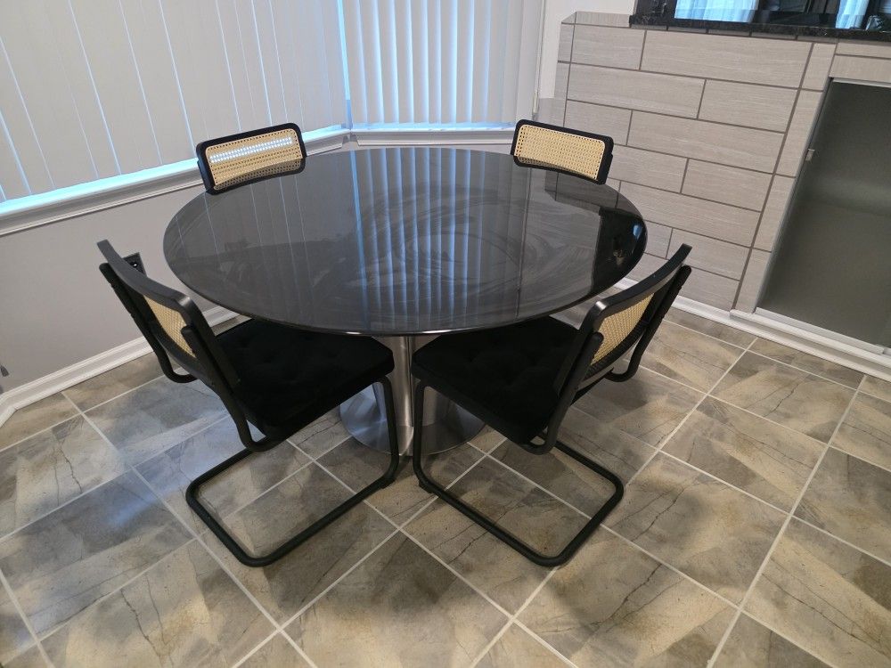 Elegant Marble Table W/ 4 New Chairs