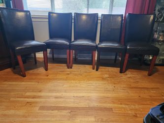 5 Brown Leather Chairs
